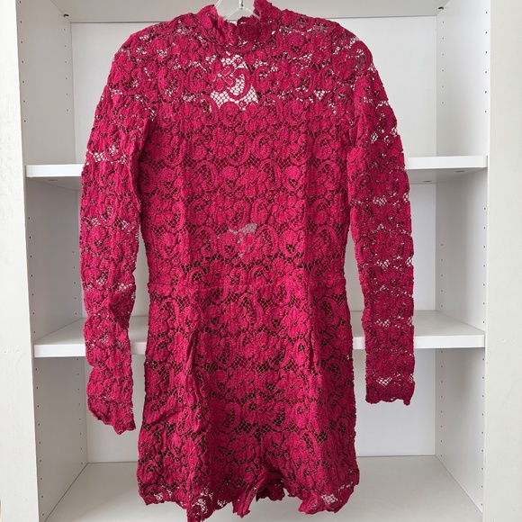 FREE PEOPLE x NIGHTCAP Red Dixie Lace Playsuit - Picture 3 of 7